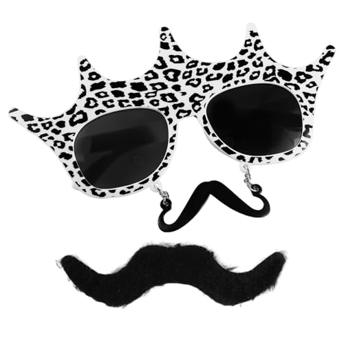 EJUFNS 1 Piece Of Leopard Beard Sunglasses And 1 Piece Of Simulation Beard, Fun And Funny Props, Party Layout Tools, Photography Accessories.