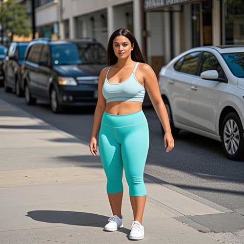 Image of FULLSOFT Plus Size Capri Leggings for Women- XL-4XL High Waist Tummy Control Stretchy Workout Yoga Pants Plus Capris