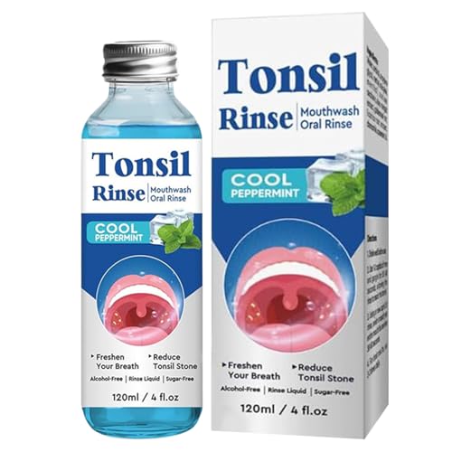 Removedor de piedras de amígdalas, enjuague natural de amígdalas, enjuague bucal de limpieza de garganta, con suave, fórmula contra el mal aliento, 120 ml, para higiene de garganta y seca