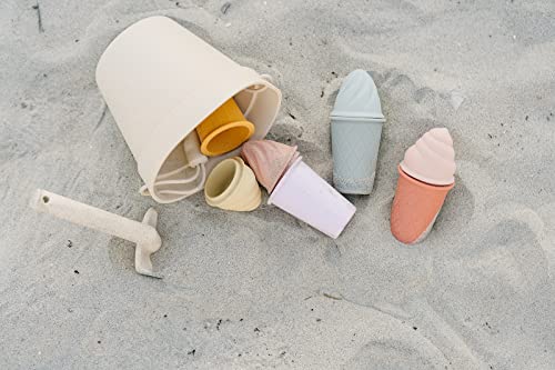 Marlowe & Co Silicone Ice Cream Toy Beach Set, Silicone Bucket, Shovel, 4 Ice Cream Cone Sand Molds (Classic Retro) #TOP1