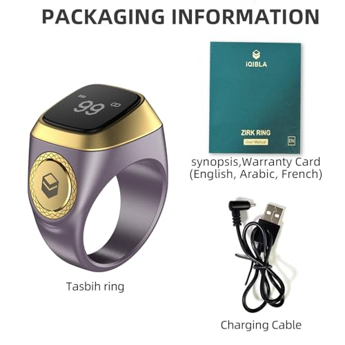 Image of Smart Tasbih Zikr Ring, 20mm Muslim Digital Azan Alarm Clock, Tasbih Counter Smart Ring (Purple)