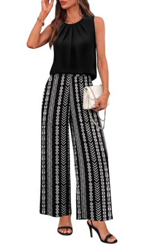 WIHOLL Two Piece Sets for Women Vacation Summer Outfits Beach Vacation Clothes Lounge Sets Casual Fashion Airport Travel Matching Set Clothing Wide Leg Pants Set 2026 Pajamas M — view 3