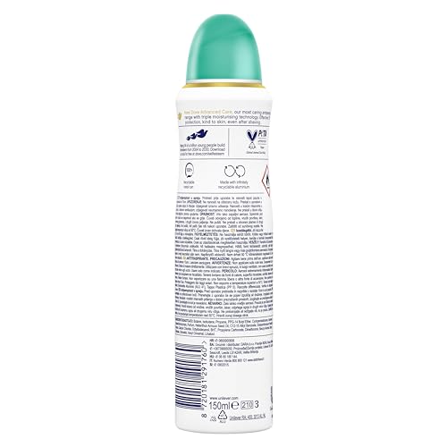 Dove Deodorante Spray Advanced Care Go Fresh Pera e Aloe Vera, con Formula Idratante e Delicata sulla Pelle, Senza Alcol, Pelle Asciutta Fino a 72 Ore, Deodorante Uomo e Donna, 6 Pezzi da 150ml - Immagine 1