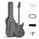 Ktaxon 39 Inch Electric Guitar, Full Size Solid Body H-H Pickups 6 Strings Beginner Guitar Kit With Upgrade Cable & Guitar Capo, Tremolo Arm, Gig Bag & Strap (Metal Grey)