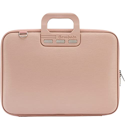 Bombata Sacoche Pour Ordinateur Portable - Housse Ordinateur 15.6 pouces - Sac a Bandoulière Impermeable Avec Poches - Cuir Synthétique Rose
