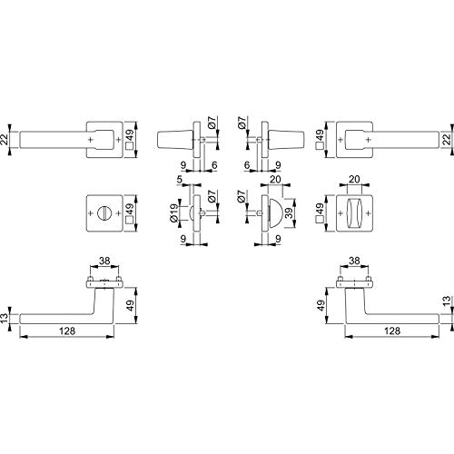 Hoppe Drückergarnitur AUSTIN - auf Rosette WC, Aluminium schwarz