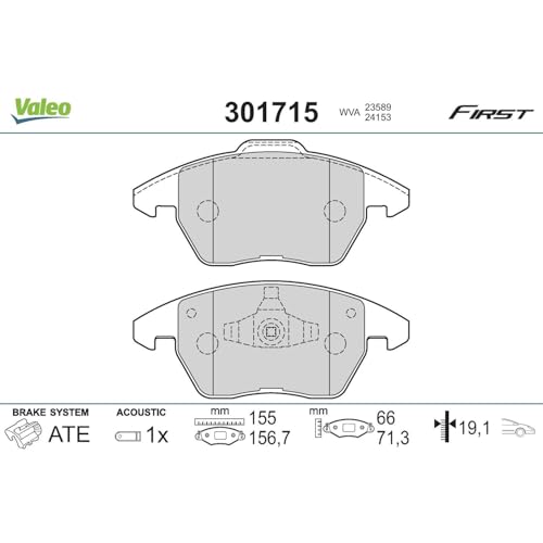 Valeo - Imbottiture Per Freni First - 301715 - Set Di 4 Imbottiture - Asse Anteriore - Completamente Dotato Di Accessori Montati. - 2