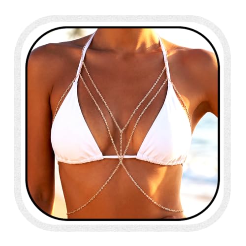 Jovono Modische einfache Bauch-Halskette, sexy, Bauch, Körper, Bikini, Harness für Frauen und Mädchen (Gold)