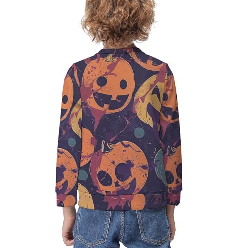 Halloween Pumpkins on PurpleChildren's Casual Pullover Sweatshirt Loose Fit7-9Y2
