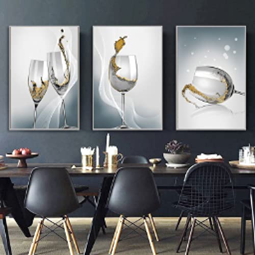 Tableau moderne salle à manger affiche abstraite verre de vin chic