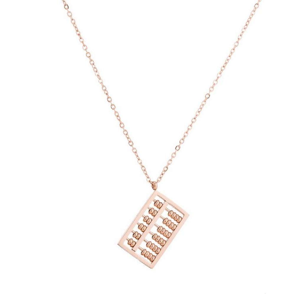 XIGUA MELON Rose Gold Titanium Steel Necklace Wishful Abacus Clavicle Necklace