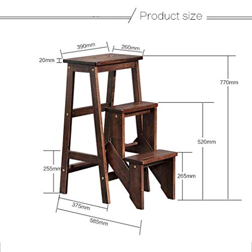 Taburete plegable de madera de caucho con base antideslizante para evitar caídas 4