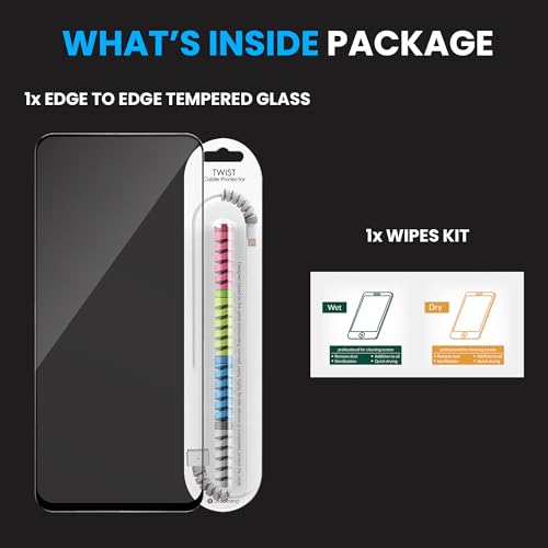 Image of FIRST MART Tempered Glass for Lava Bold N1, 9H 0.3 mm Full-Glue Screen Protector with Cable Protector, 3D Edge-to-Edge, HD Clear, Case-Friendly, Black, Pack of 1