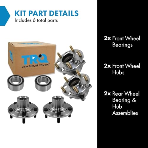 Image of TRQ 2 Piece Wheel Bearing & Hub Assembly Set for 2009-2014 Acura TSX 2008-2012 Honda Accord