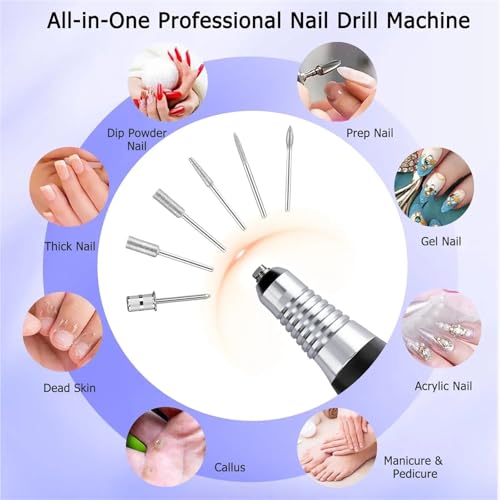 Acrylic Nail Drill-Electric Nail Drill with Foot Pedal E File Manicure Set Electric Nail File with NailDrill Bits(Pink,EU) - Image 5