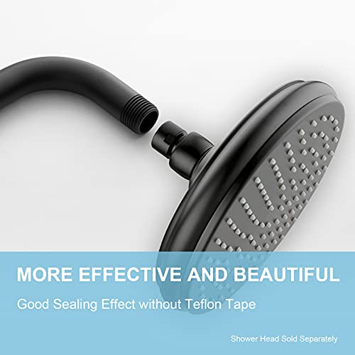 Offo Shower Arm With Flange 12 Inches Wall Mount Replacement Angle Shower Head Arm Wall-Mounted For Fixed Shower Head & Handheld Showerhead Matte Black #TOP1