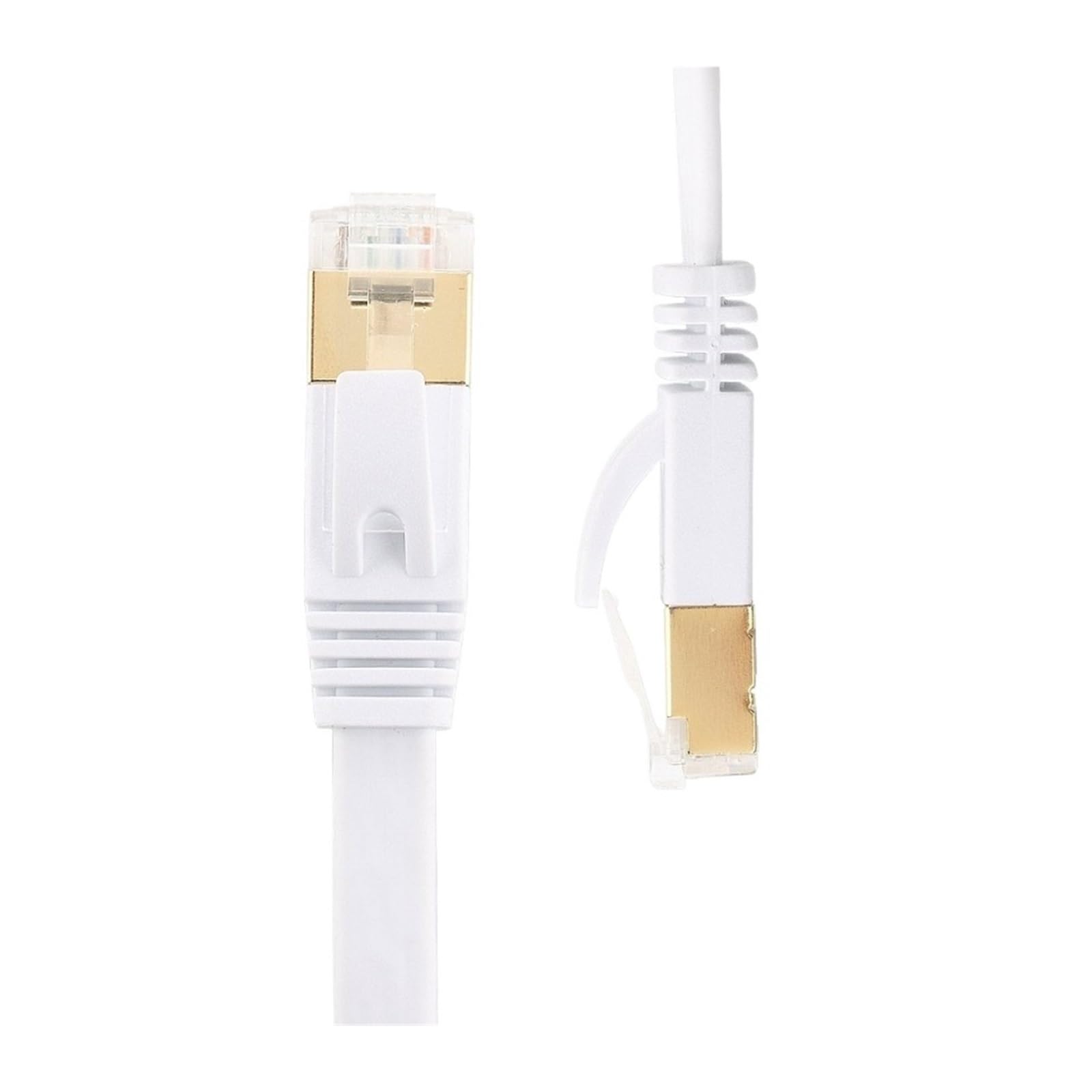 Cable de Red de conexión Plana Ethernet Cat7 de 10 Piezas, 0,3 m 0,5 m1m2m3m5m 10m15m20m30m blindado (STP) con Conectores Rj45 sin enganches-Blanco (Color : White, Size : 30cm 1ft Cat.7 Cable)
