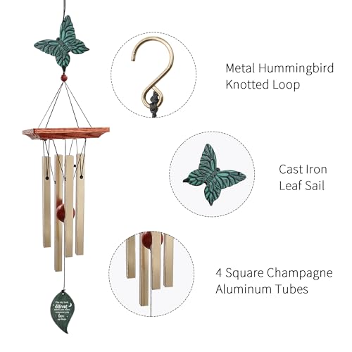 Image of ASTARIN Memorial Custom Wind Chimes for Loss of Loved One, Wind Chimes for Patio Yard Decor, 24'' (Condolences-5)