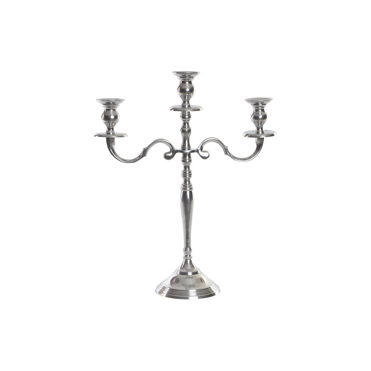 DKD Home Decor Estándar Metal Candle Holder Metallic Silver