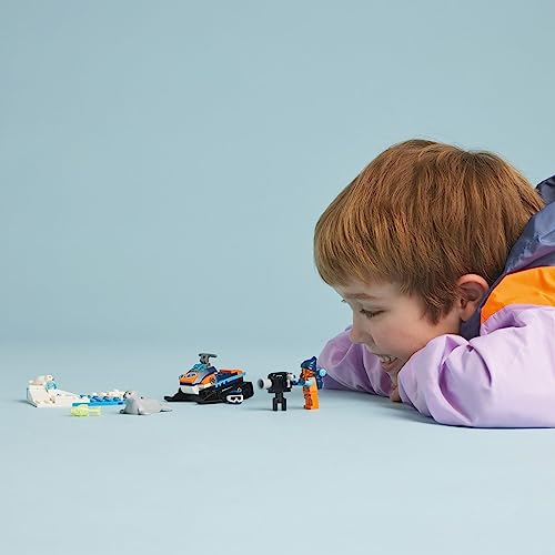 City Arctic Explorer 60376 - Set di giocattoli da costruzione, motoslitta con minifigure e 2 personaggi di foca, per giochi di ruolo fantasiosi, idea regalo divertente per bambini di 5 anni - Lego - Immagine 3