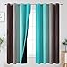 Estelar Textiler Brown and Teal Ombre Blackout Curtains 63 Inches Long for Kids Room, Thermal Insulated Gradient Full Light Blocking Grommet Blackout Drapes for Bedroom, 52Wx63L, 2 Panels