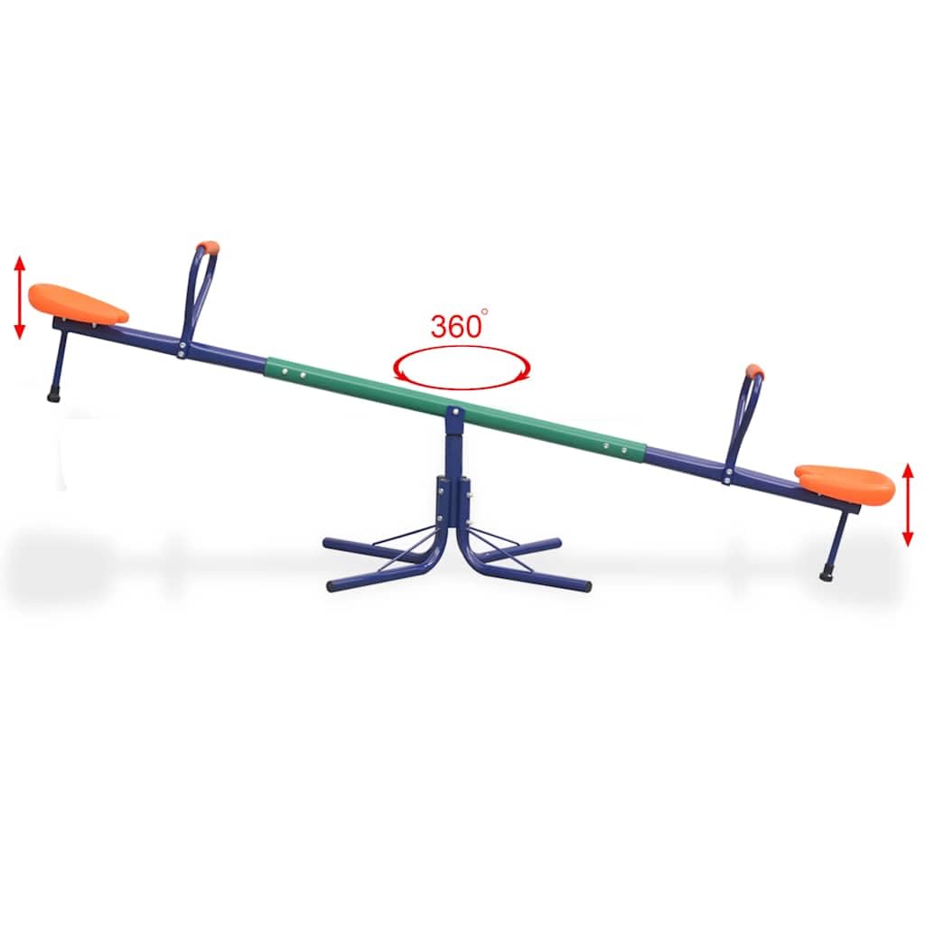 dondolo girevole a 360 gradi in acciaio e plastica, 182 x 60 cm, per bambini dai 3 ai 10 anni, dispositivo per parco giochi all'aperto per giardino, terrazza, parco, con sedili ergonomici e
