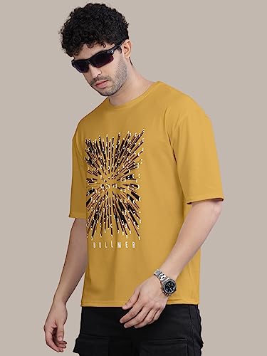 Image of BULLMER Trendy Front and Back Printed Oversized Round Neck T-Shirt for Men - Pack of 2