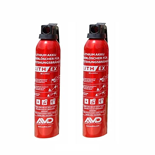 MedX5 2x AVD Feuerlöscher/Löschdose mit 500 ml für Lithium-Ionen-Brände und Metallbrände,...