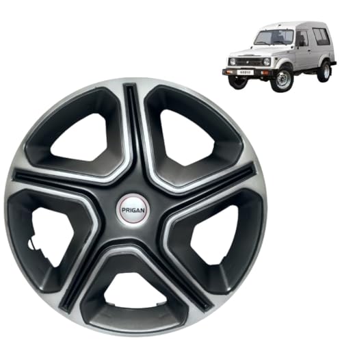 Image of Prigan Gypsy Grey Silver Wheel Cover 15 inch for Maruti Gypsy (Set of 4 Pcs) (Press Fitting) Model Name- Nexon Grey Silver 15