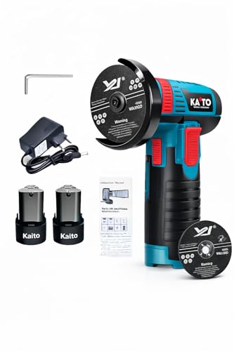Image of KAITO 12V Brushless Cordless Mini Angle Grinder Machine with Rechargeable Battery | 19500 RPM, 80mm Disc, 2Ah Li-Ion Battery with Charger | Single Speed Control & Battery Indicator