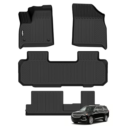 Bingoliner Floor Mats for Chevrolet Traverse 2018-2023 8-Seats/Bench Seat Trunk Mat and Backrest Mat All Weather TPE Protector for Chevy Traverse Accessories