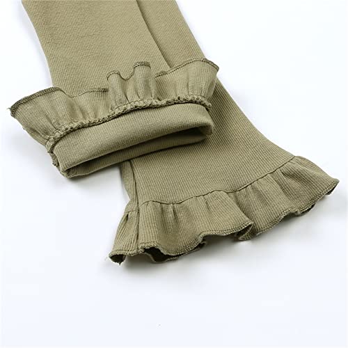 Girls School Trouser Flare Elastic Waistband Ruffle Leggings High Waisted Casual Yoga Bell Bottoms with Pockets2