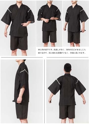 Kimono Japanese Style Pajamas Shirt and Pant, Men's Cotton Linen Robes Loungewear Bathrobe3