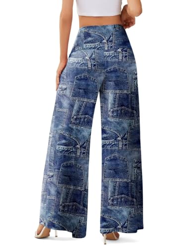 JZC Women's Palazzo Lounge Pants Casual Wide Leg Pants High Waist Flowy Toursers with Pockets
