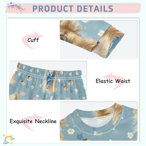 Pajama Sets Long Sleeve Cute Dogs with Flowers Soft Comfy Sleepwear 2 Piece PJS 3-8T4