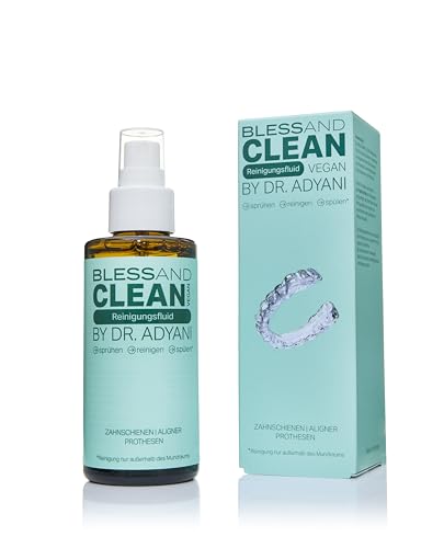BLESSAND CLEAN Reinigungsfluid by Dr. Adyani Reinigungsspray für Zahnschienen Aligner & Prothesen | Entfernt Beläge & Gerüche sanft & materialschonend vegan Made in Germany [100 ml]