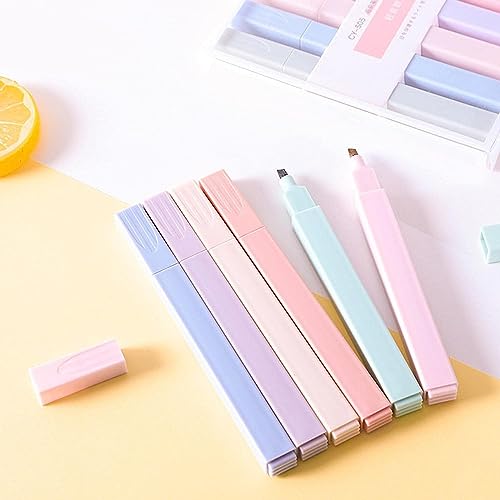Image of Aesthetic Cute Highlighters Bible Highlighters Chic Modern Minimal Pastel Tip Highlighters Pen Soft Chisel Marker Pens for journaling Note Office School Stationary (6 Pcs Aesthetic Highlighter)