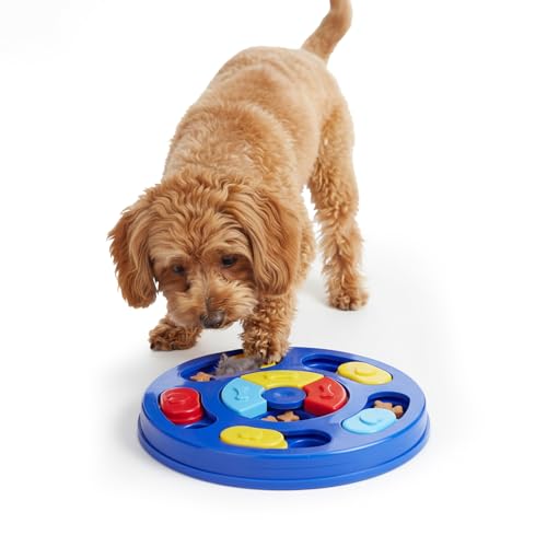 Image of Amazon Basics Interactive Pet Puzzle Toy | Treat Dispensing Slow Feeder | Non-Slip Base | for Dogs, Puppies, Cats & Kittens | Non-Toxic & Safe | Multicolour