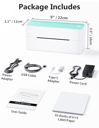 Image of Phomemo 241BT Bluetooth Thermal Shipping Label Printer with 250 Pcs 4x6 Thermal Shipping Label, Inkless Thermal Shipping Label Printer, Compatible with iPhone, Android