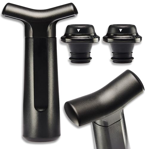 Smart-Planet Vakuum Wein Pumpe mit 2 Stopfen und Datumsanzeige für Wein, Sekt, Whisky Flaschen - luftdicht konservieren - spülmaschinenfest Verschluss Zubehör