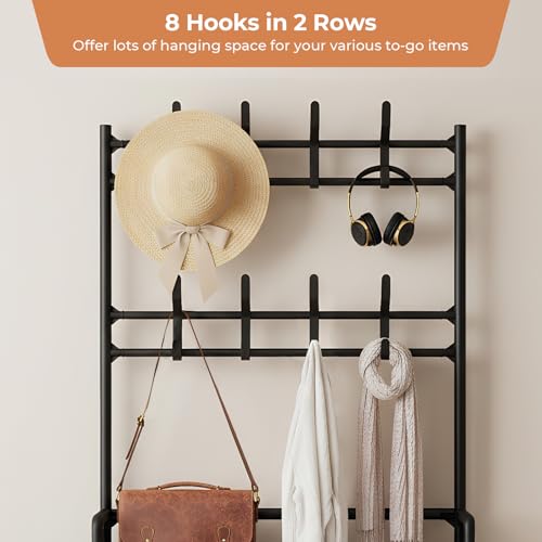 MAXALANCE Coat Rack with Shoe Rack 5 Tiers 169 cm - Shoe Storage Organizer with Hooks, Coat Stand for Hallway, Freestanding Shoe Shelf for Entryway Small Space, Black - Image 4