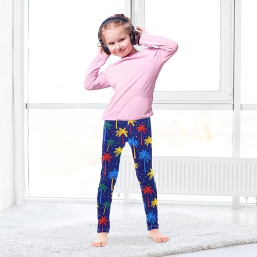 Rainbow Palm Tree Dots Girls Leggings Soft Stretch Workout Yoga Dance Pants for Kids Casual Tights4