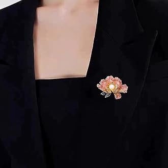 Dainty Flower Brooch Pins for Women Graceful Cubic Zircon Peony Pearl Enamel Badges Lapel Pins Trendy Banquet Prom Dress Jewelry Accessories Gift