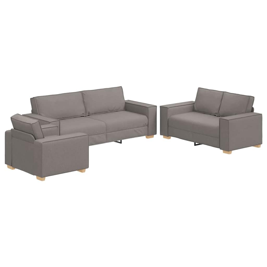 vidaXL Canapé 3 pcs Taupe 220 x 80 x 84 cm Tissu en Lin mélangé, Canapé en Lin élégant, Ensemble Chic, canapé Moderne, 3 Places, 2 Places, Salon Contemporain