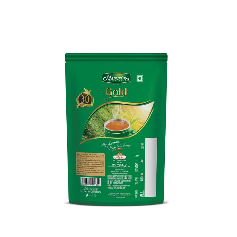 Image of Marvel Tea Gold Tea 1Kg, Handpicked Strong Ctc Chai From Assam & Darjeeling, Refreshing Aroma & Rich Taste - Black Tea - Granule