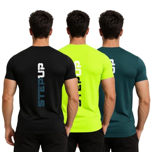 Image of 3Colors Men's Active Polyester T-Shirt | Quick Dry Gym Workout Tee | Stretch Sports Round Neck Running T-Shirt-STEPUP LINE