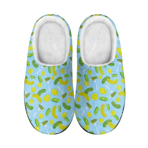 Wide Width Slippers for Women Men Fuzzy Winter Home Shoes Slip-on Plush Warm Indoor Bedroom Shoes