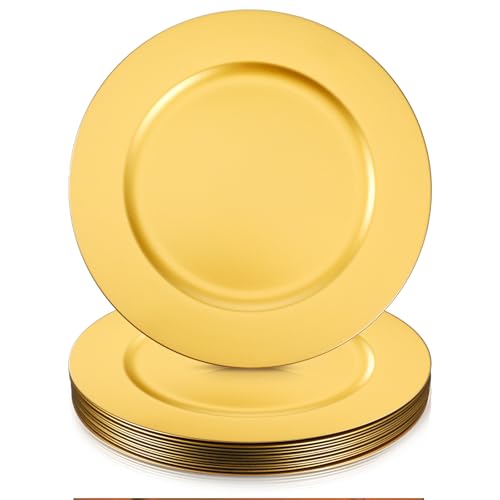 Josojoou 12Pcs Gold Charger Plates, 12.8 Josojoou 12Pcs Gold Charger Plates, 12.8