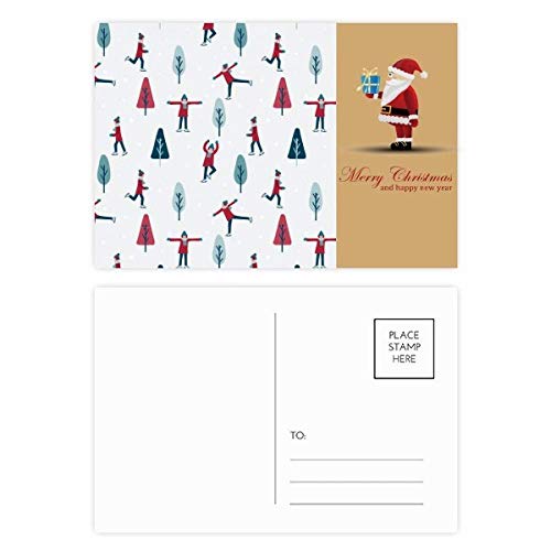 Cartes postales Père Noël et ski (lot de 20) colorées pour accompagner vos cadeaux