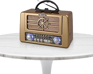 Radio RX-8080BT - FM/AM/SW, Bluetooth, TWS Stereo, USB/TF Music Player, Portable Wireless Speaker, Clear Sound, Easy Connectivity for Home & Outdoor Use (Dark Brown)
